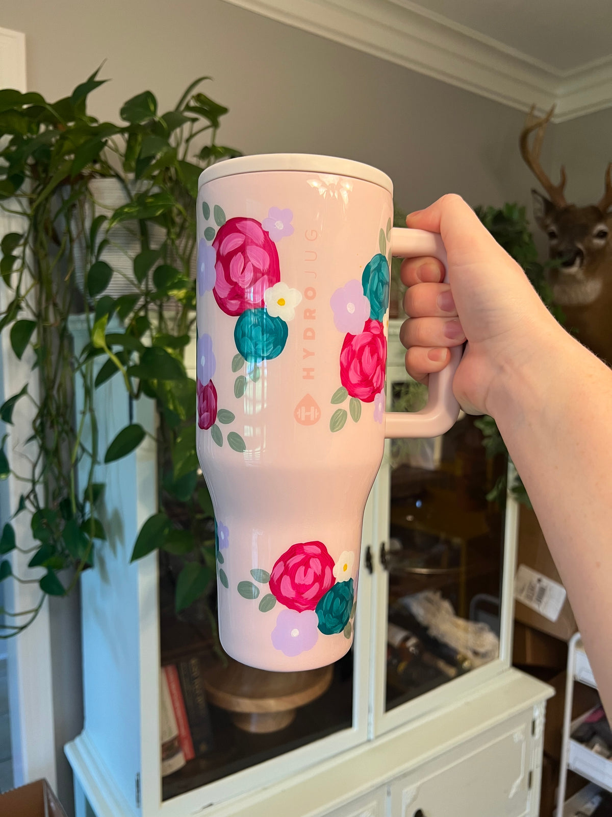 40oz Handpainted Floral Hydrojug