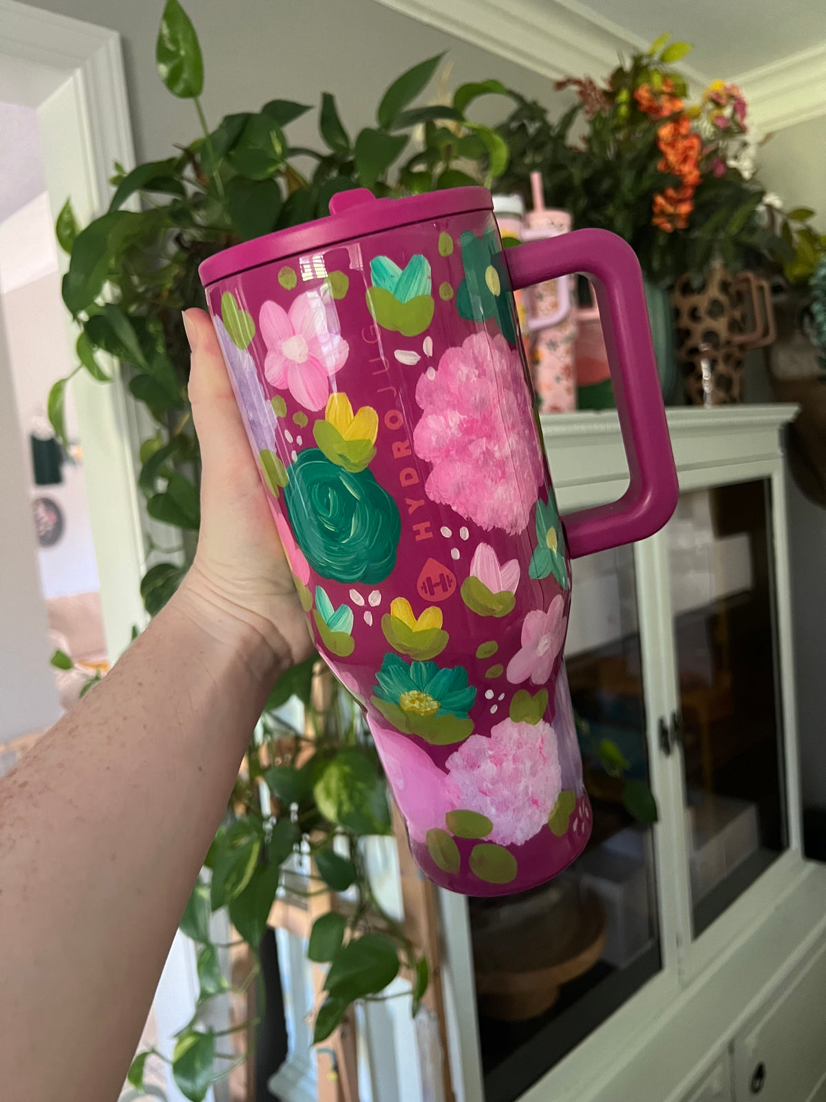 40oz Handpainted Floral Hydrojug