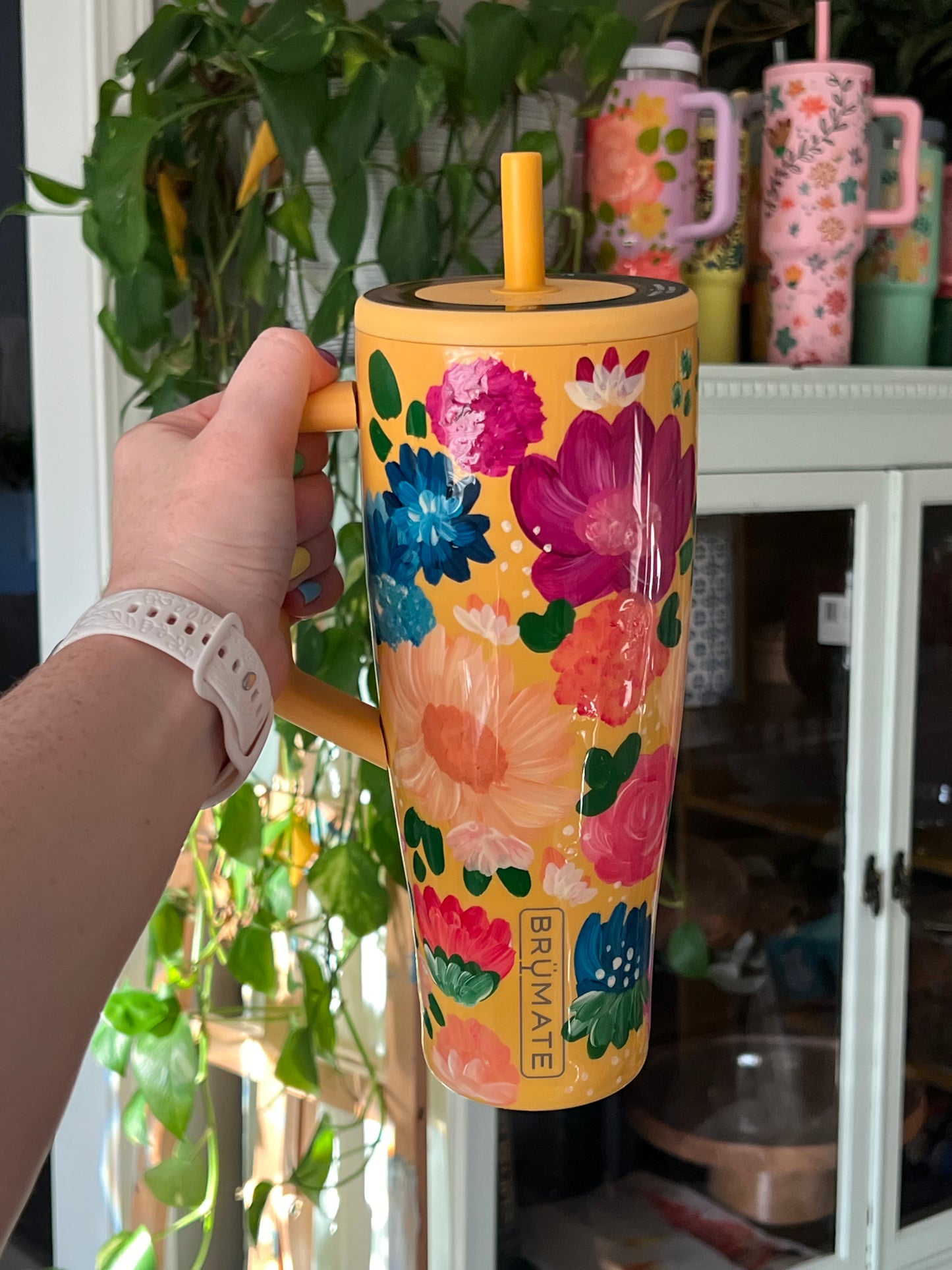 40oz Handpainted Floral Brumate