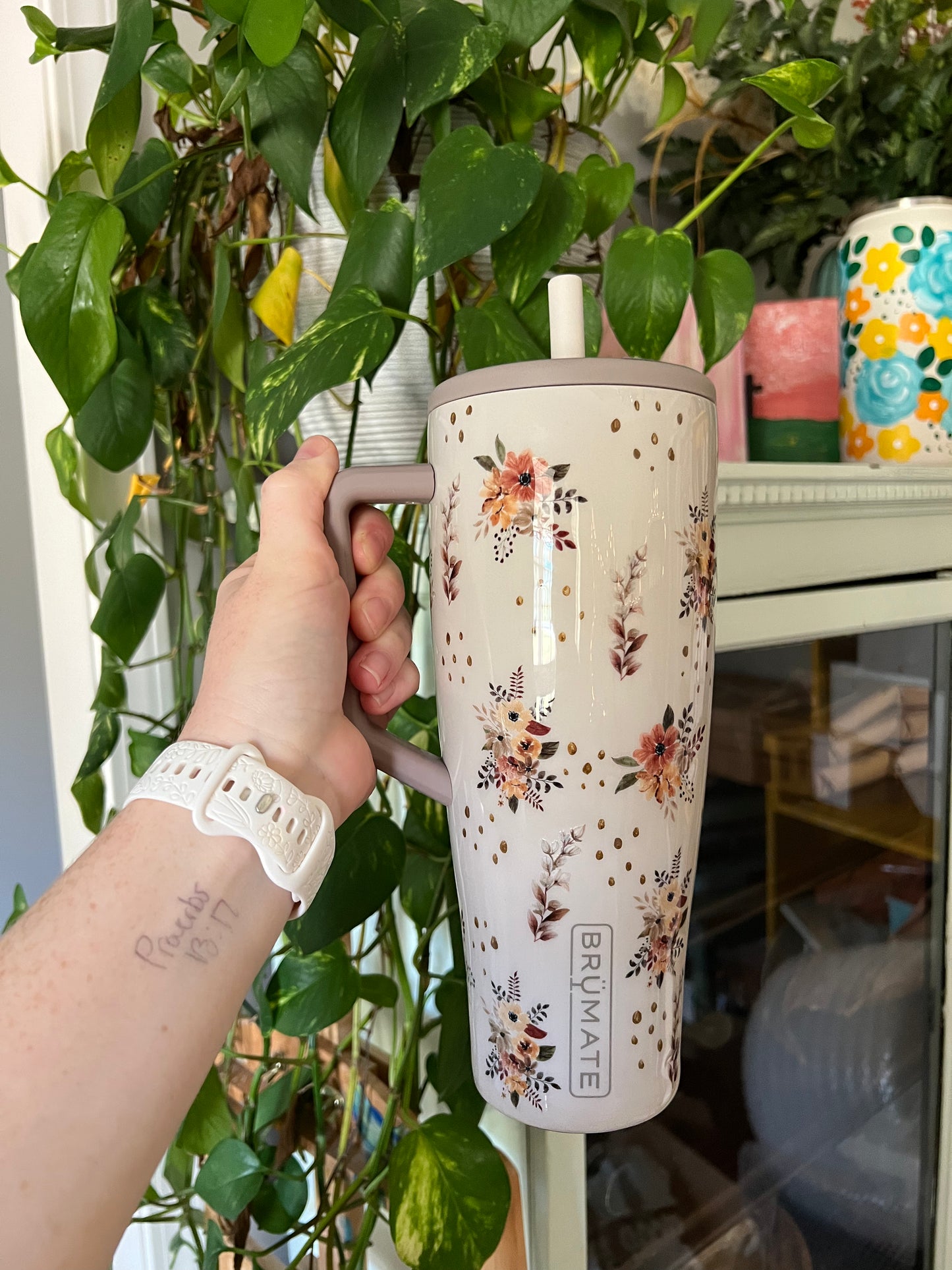 40oz Handpainted Floral Brumate