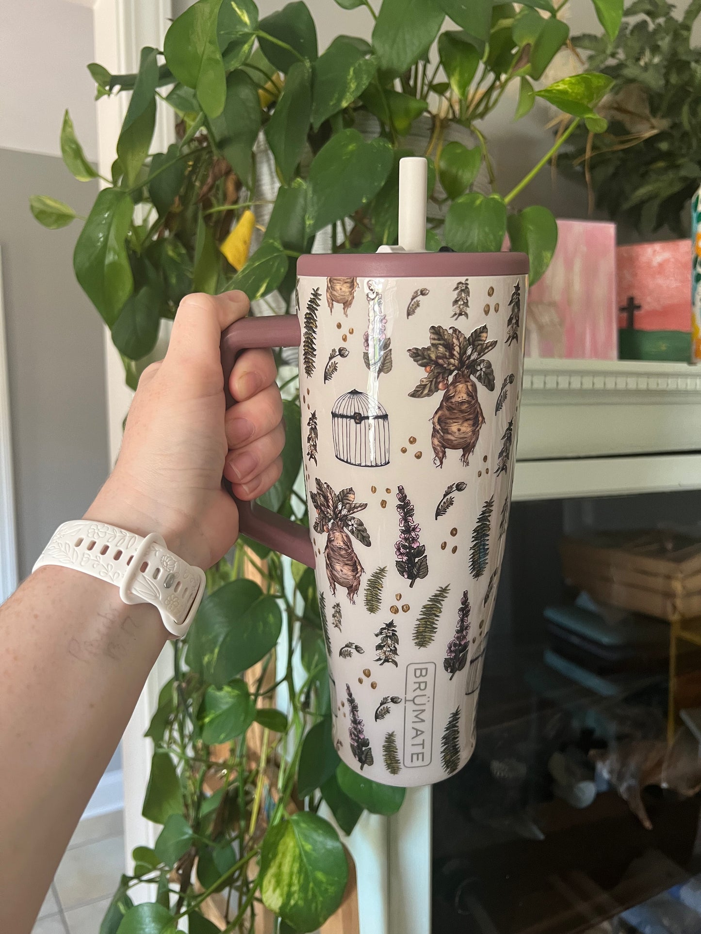 40oz Handpainted Floral Brumate