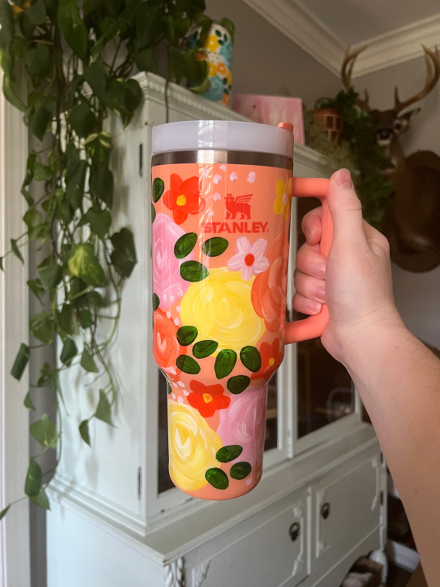 30oz Handpainted Floral Stanley