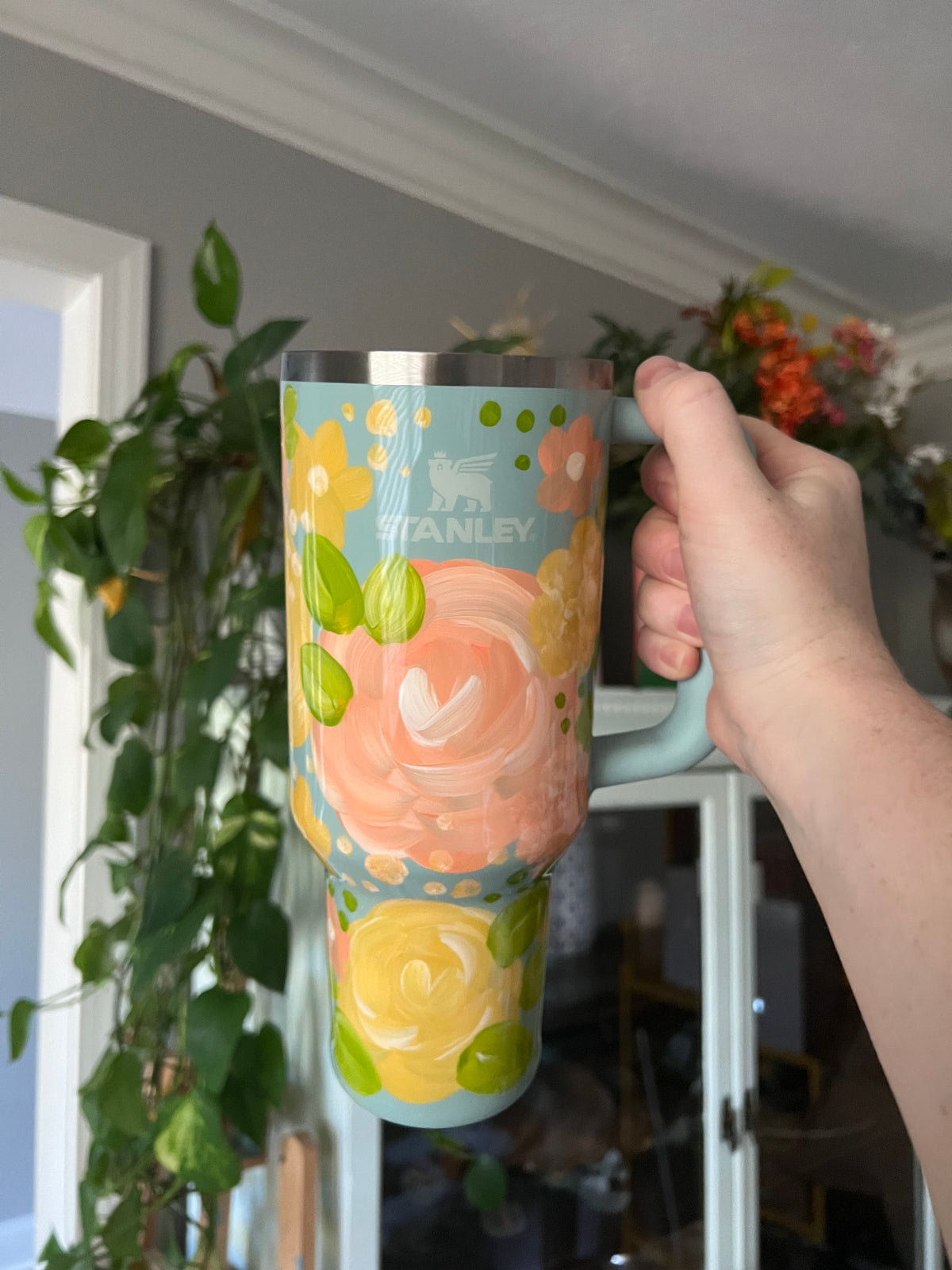 30oz Handpainted Floral Stanley