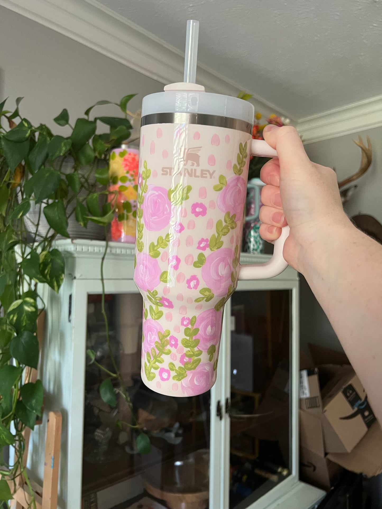 30oz Handpainted Floral Stanley