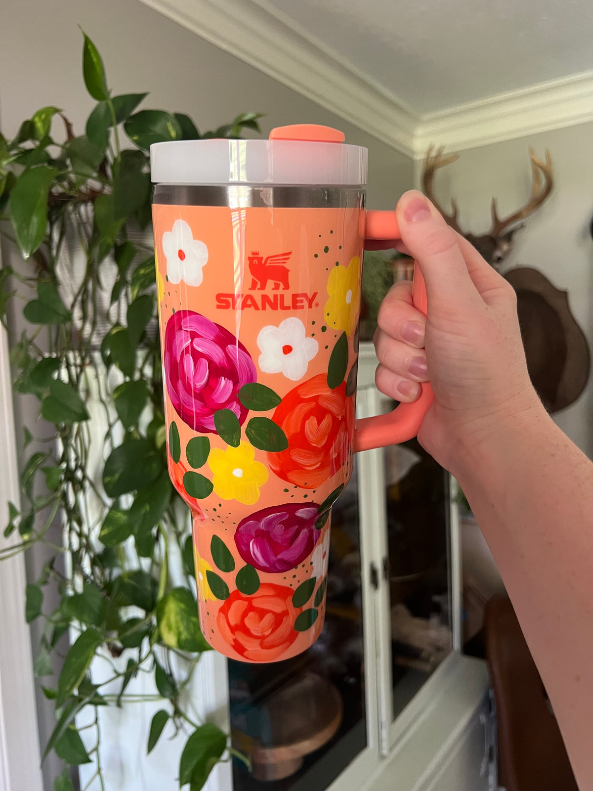 30oz Handpainted Floral Stanley