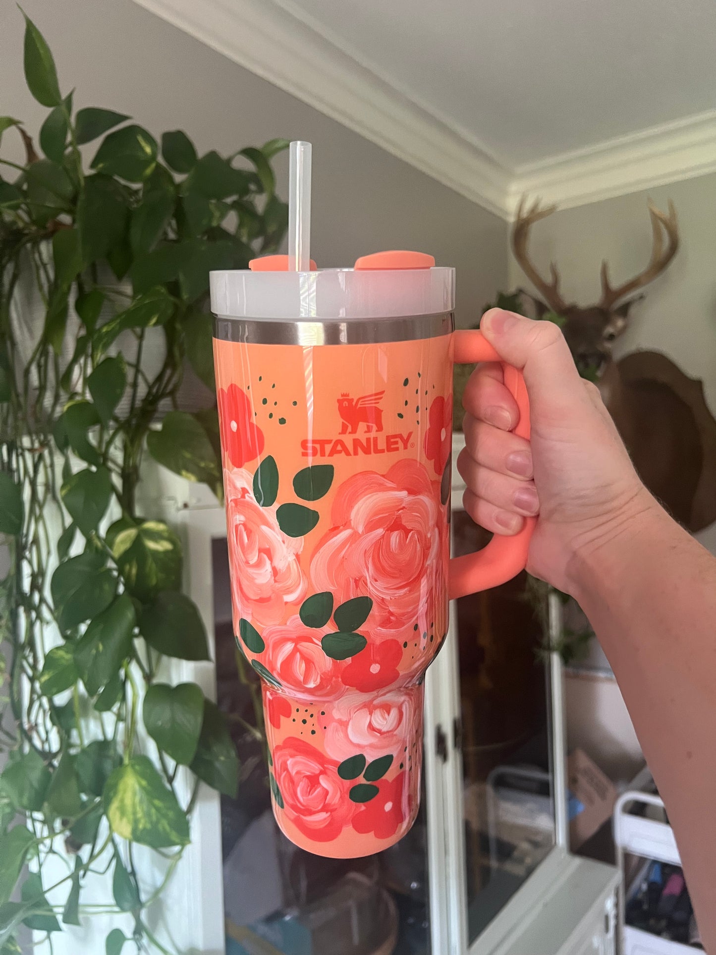30oz Handpainted Floral Stanley